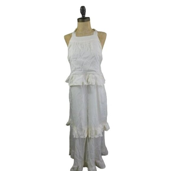 Favlux Nordstrom Size S Small Ivory ruffle Midi Dress - Picture 1 of 3